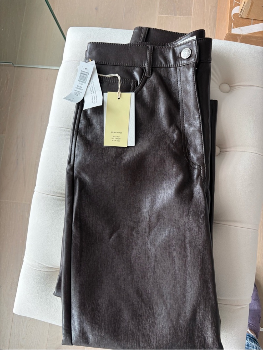 Aritzia Faux Leather Skinny Pants in Dark Brown ( Melina cropped )